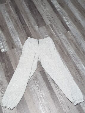 aerie Light Gray Zip-Front Jogger Pants